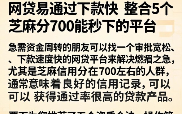网贷易通过下款快，整合5个芝麻分700能秒下的平台