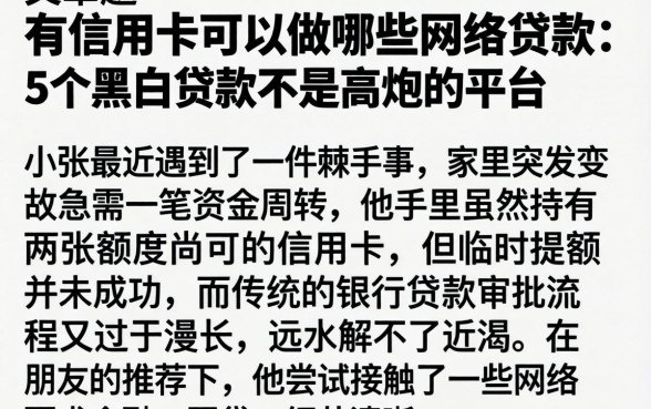 有信用卡可以做哪些网络贷款，详尽说明5个黑白贷款不是高炮的平台