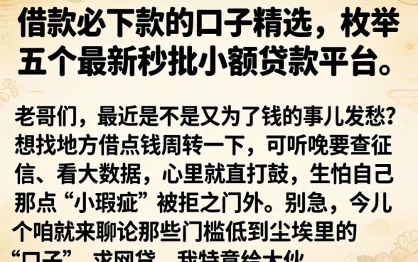 借款必下款的口子精选，枚举五个最新秒批小额贷款平台