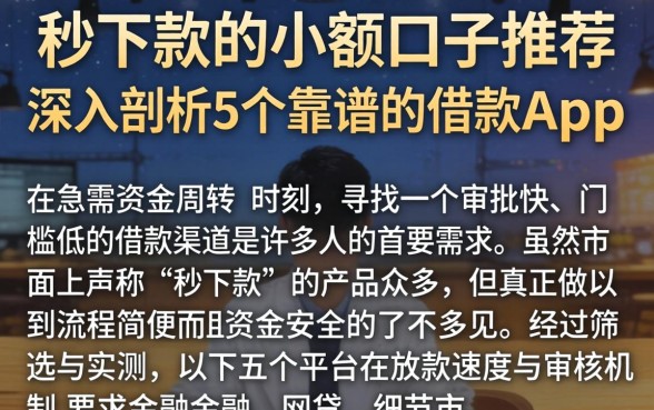 秒下款的小额口子推荐，深入剖析5个靠谱的借款app