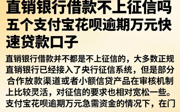 直销银行借款不上征信吗，概括五个支付宝花呗逾期万元快速贷款口子