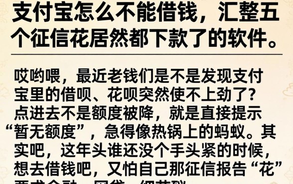 支付宝怎么不能借钱，汇整五个征信花居然都下款了的软件