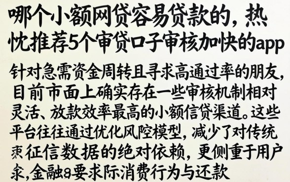 哪个小额网贷容易贷款的，热忱推荐5个审贷口子审核加快的app