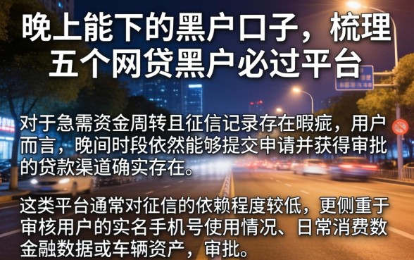 晚上能下的黑户口子，梳理五个网贷黑户必过平台