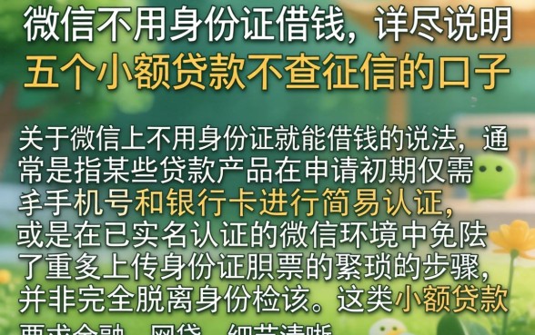 微信不用身份证借钱，详尽说明五个小额贷款不查征信的口子