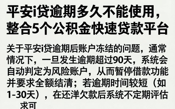 平安i贷逾期多久不能使用，整合5个公积金快速贷款平台