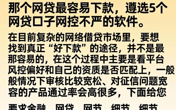 那个网贷最容易下款，遴选5个网贷口子风控不严的软件