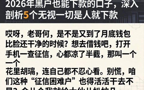 2026年黑户也能下款的口子，深入剖析5个无视一切是人就下款