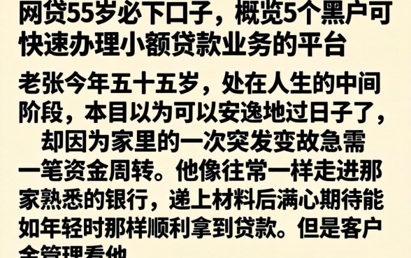 网贷55岁必下口子，概览5个黑户可快速办理小额贷款业务的平台
