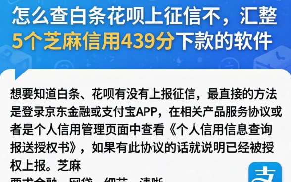 怎么查白条花呗上征信不，汇整5个芝麻信用439分下款的软件