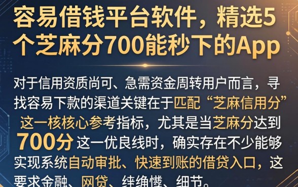 容易借钱的平台软件，精选5个芝麻分700能秒下的app
