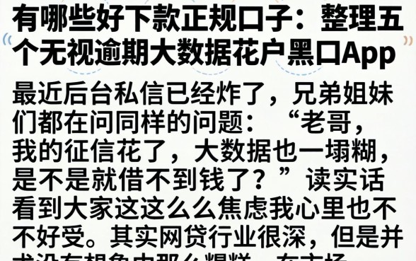 有哪些好下款的正规口子，整理五个无视逾期大数据花户黑户app