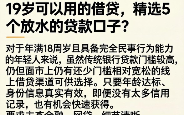 19岁可以用的借贷，精选5个放水的贷款口子