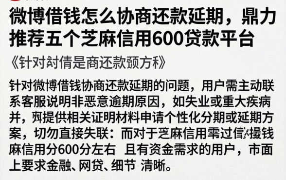 微博借钱怎么协商还款延期，鼎力推荐五个芝麻信用600贷款平台
