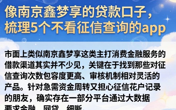 像南京鑫梦享的贷款口子，梳理5个不看征信查询的app
