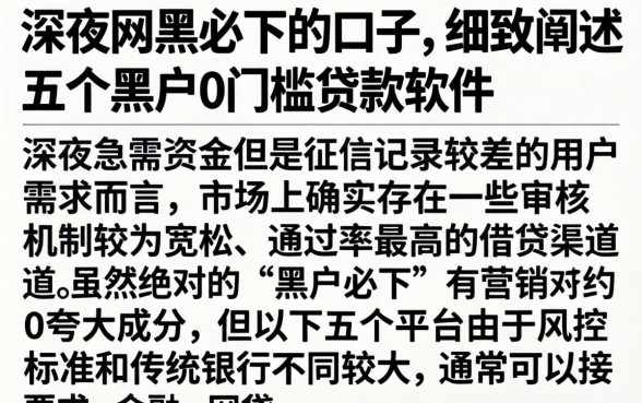 深夜网黑必下的口子，细致阐述五个黑户0门槛贷款软件