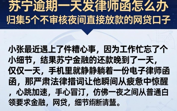 苏宁逾期一天发律师函怎么办，归集5个不审核夜间直接放款的网贷口子