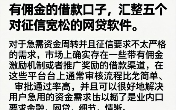 有佣金的借款口子，汇整五个对征信宽松的网贷软件
