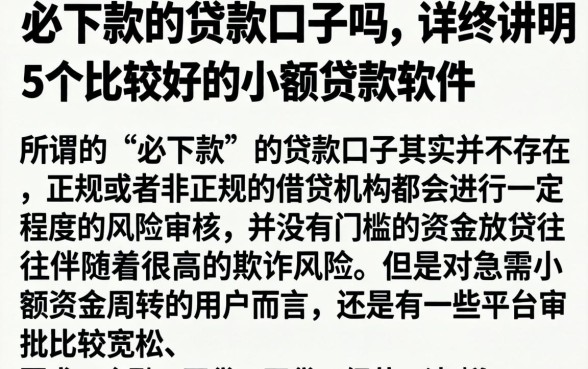 必下款的贷款口子吗，详尽说明5个比较好的小额贷款软件