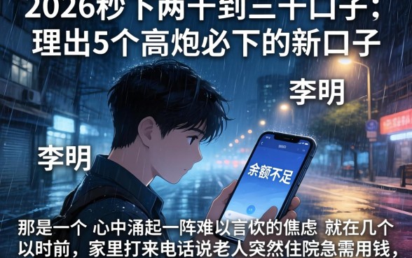 2026秒下两千到三千的口子，理出5个高炮必下的新口子