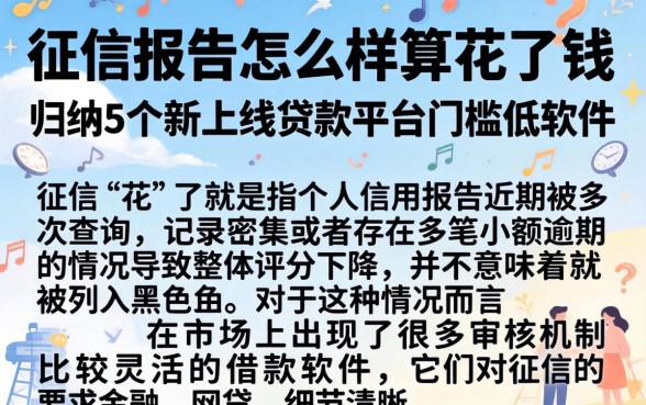 征信报告怎么样算花了钱，归纳5个新上线贷款平台门槛低软件