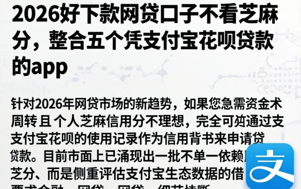 2026好下款的网贷口子不看芝麻分，整合五个凭支付宝花呗贷款的app