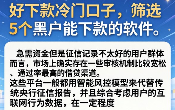 好下款的冷门口子，筛选5个黑户能下款的软件