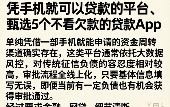 凭手机就可以贷款的平台，甄选5个不看欠款的贷款app