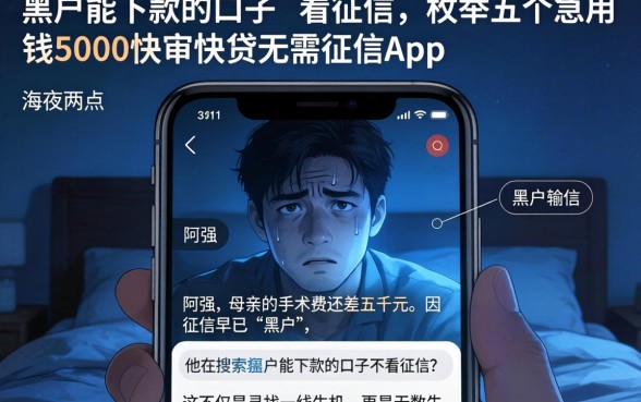 黑户能下款的口子不看征信,枚举五个急用钱5000快审快贷无需征信app