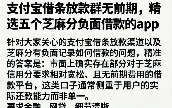 支付宝借条放款群无前期，精选五个芝麻分负面借款的app