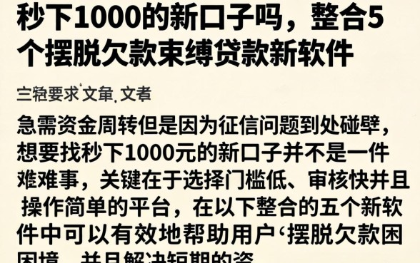 秒下1000的新口子吗，整合5个摆脱欠款束缚贷款新软件