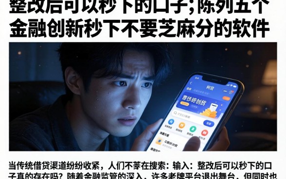 整改后可以秒下的口子，陈列五个金融创新秒下不要芝麻分的软件