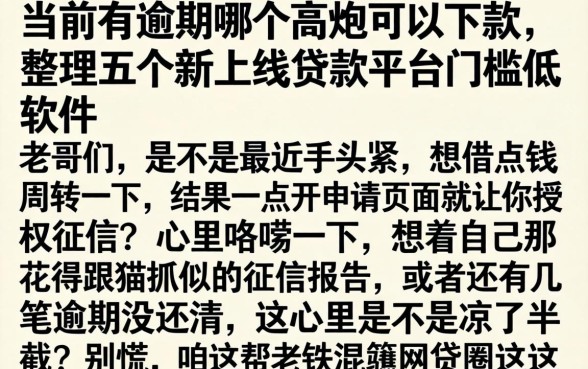 当前有逾期哪个高炮可以下款，整理五个新上线贷款平台门槛低软件
