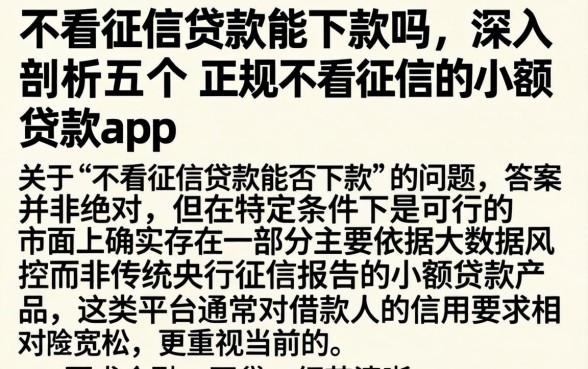 不看征信货款能下款吗，深入剖析五个正规不看征信的小额贷款app