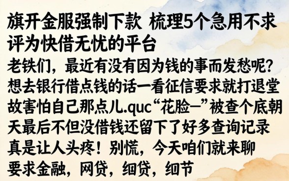 旗开金服强制下款，梳理5个急用不求评分快借无忧的平台