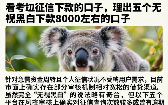 看考拉征信下款的口子，理出五个无视黑白下款8000左右的口子