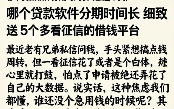哪个贷款软件分期时间长，细致阐述5个不看征信的借钱平台