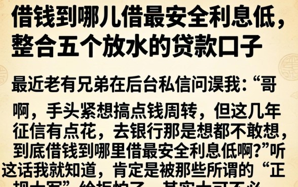 借钱到哪里借最安全利息低，整合五个放水的贷款口子