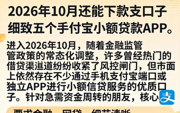 2026年10月还能下款的口子，细致阐述五个手机支付宝小额贷款的app