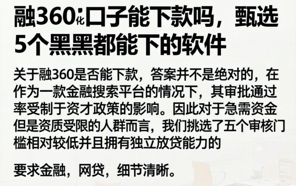 融360的口子能下款吗，甄选5个黑户都能下的软件