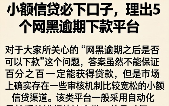 小额信贷必下口子，理出5个网黑逾期下款平台