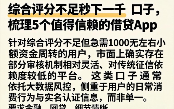 综合评分不足秒下一千的口子，梳理5个值得信赖的借贷app