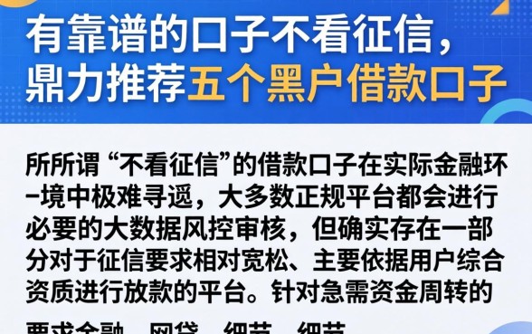 有靠谱的口子不看征信，鼎力推荐五个黑户借款口子