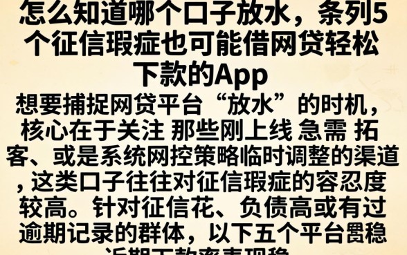 怎么知道哪个口子放水，条列5个征信瑕疵也能借网贷轻松下款的app