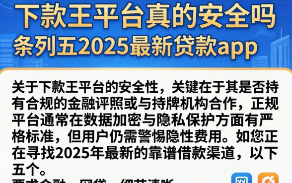 下款王平台真的安全吗，条列五个2025最新贷款app