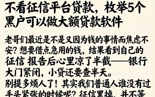 不看征信平台贷款,枚举5个黑户可以做大额贷款软件