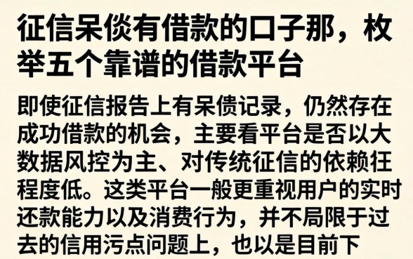 征信呆账有借款的口子那，枚举五个靠谱的借款平台