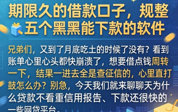 期限久的借款口子，规整五个黑户能下款的软件