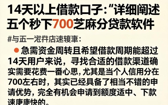 14天以上借款口子，详细阐述五个秒下700芝麻分贷款软件