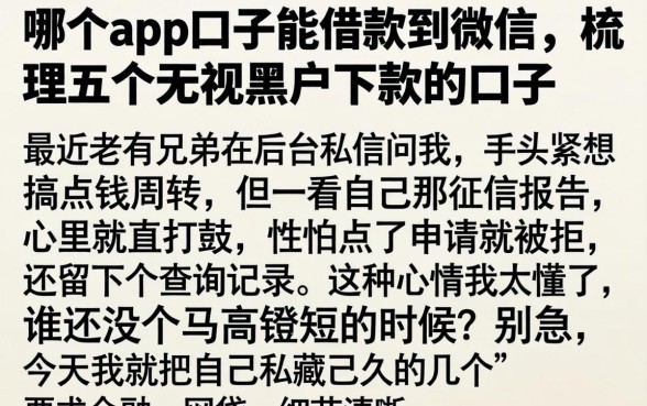 哪个app口子能借款到微信，梳理五个无视黑户下款的口子